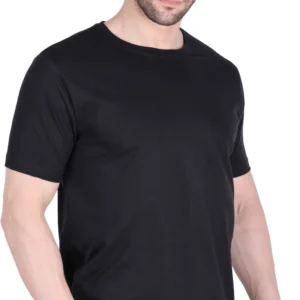 Men Solid Round Neck Reversible Organic Cotton Black T-Shirt